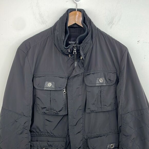 Hugo Boss Men’s L Black Military Utility Jacket Trim Fit Relaxed 38 Reg - Picture 2 of 14